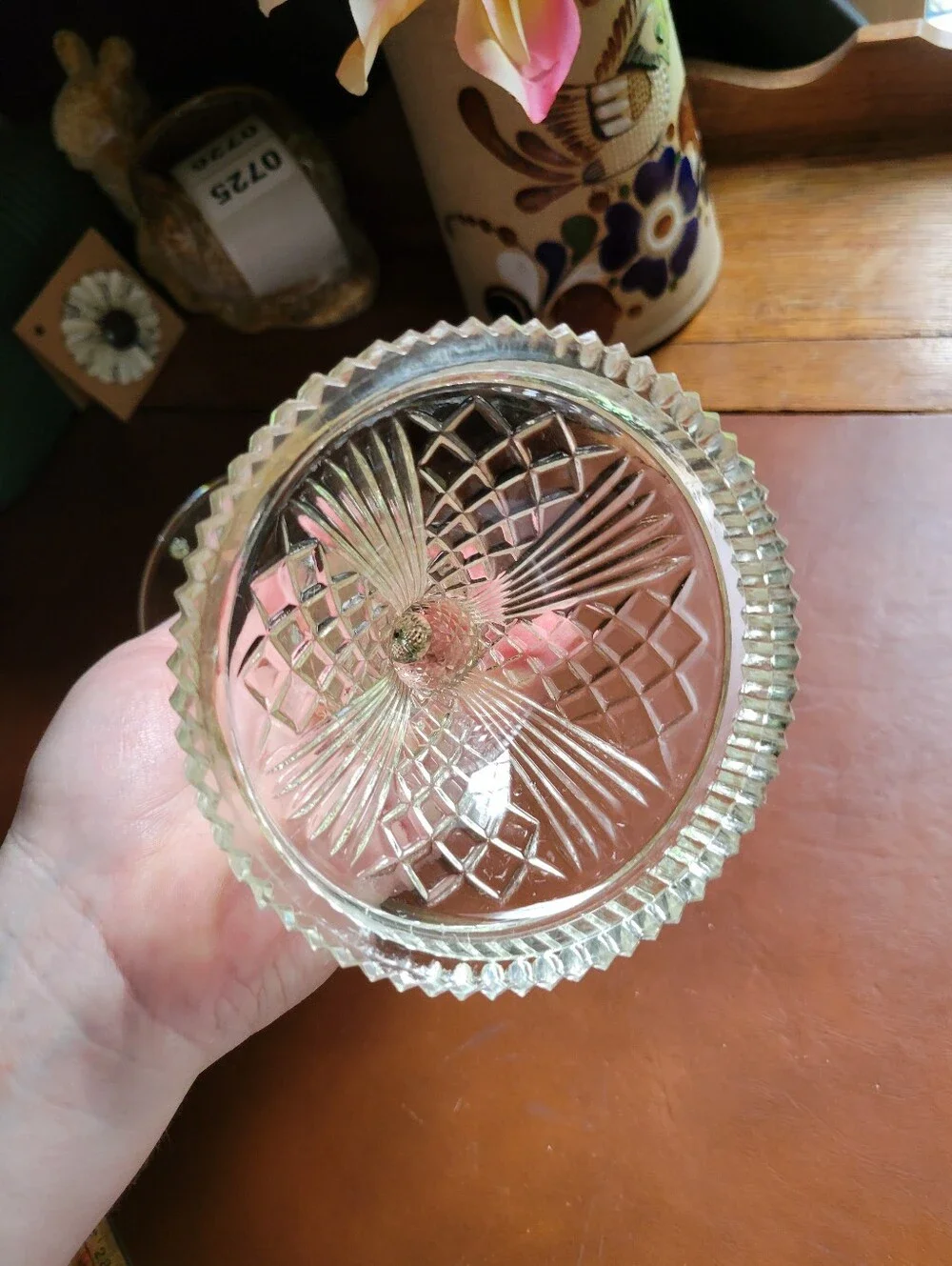 Victorian Clear Glass Crystal Prism Pendant Drops Candle Stick Holder Size 7